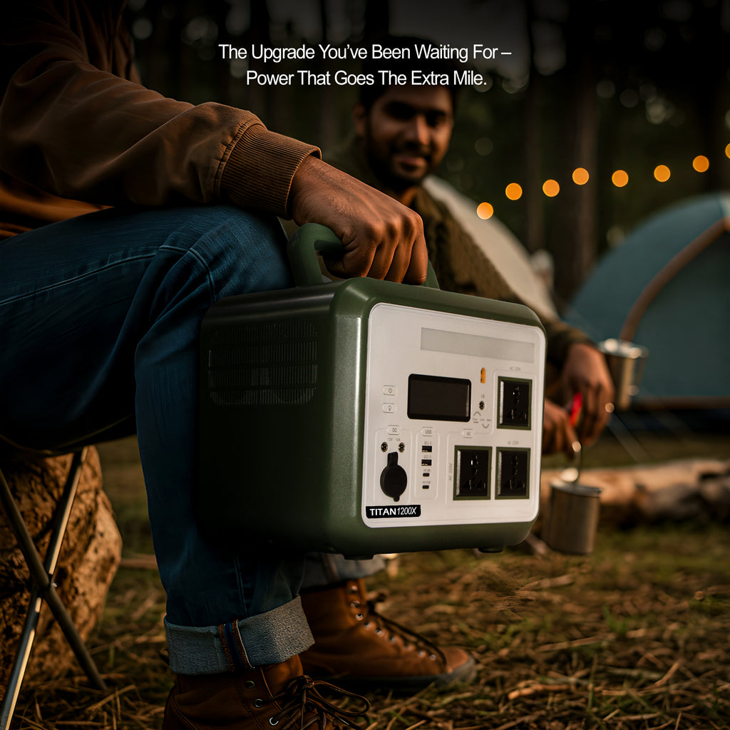 Titan 1200X Portable Power 360,000mAh Life PO₄ Inverter (Multi-Port Outputs, LED & Wireless Charging)
