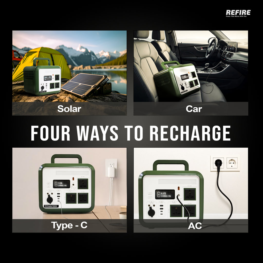 Refire Titan 1500X Portable Inverter Power Station, 1152Wh/3,60,000mAh, 1500W Output – Solar-Compatible AC Power Backup – 230V/50Hz for Indian Homes and Outdoors
